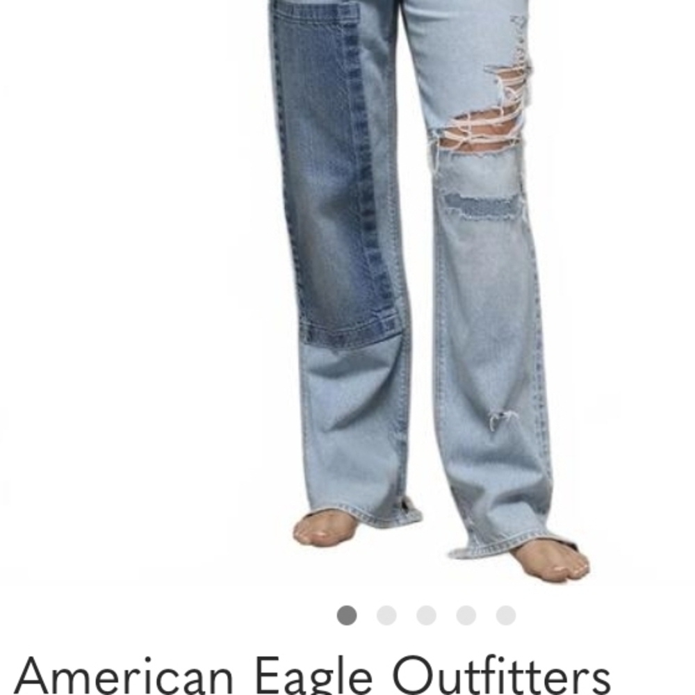 American Eagle Outfitters Two-Tone Light Blue Patchwork Flare Jeans